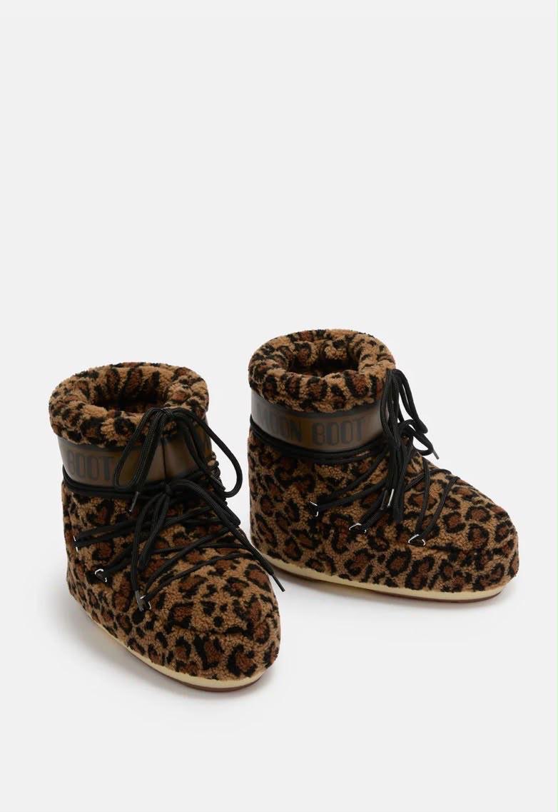 MB ICON LOW FLEECE LEOPARD - Scarpe - MOON BOOT